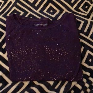 Purple sequin long sleeves T-shirt